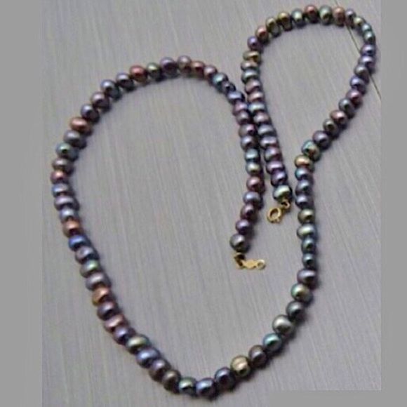 Vintage 14K Gold Peacock Pearl Single Strand Necklace 18inches - Picture 5 of 13